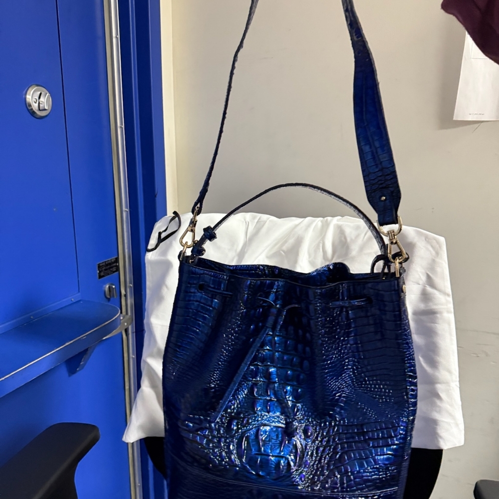 Brahmin Blue Crocodile Embossed Women's Bag - Picture 2 of 4